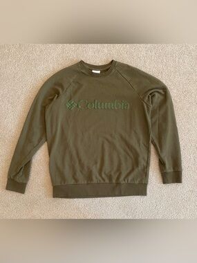Columbia Pullover Sweatshirt Mens Small Green Crew Neck Graphic Casual Outdoor